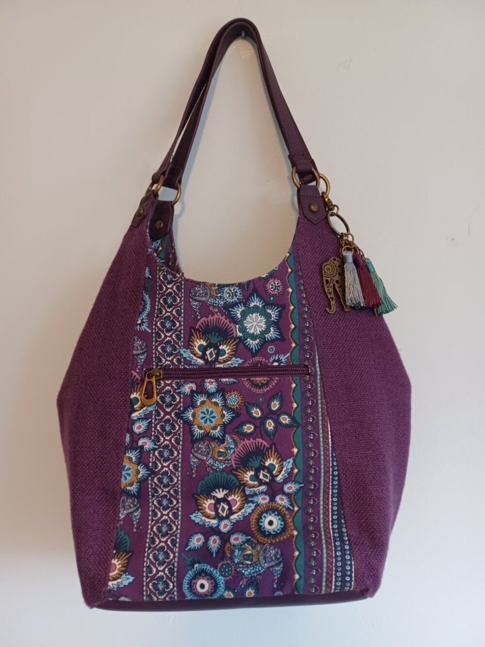 SakRoots - The Sak Bag Purse Violet Canvas World Shopper Handbag